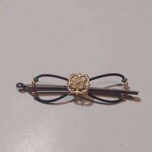 Lilla Rose Elegant Black and Gold Hair Clip Large